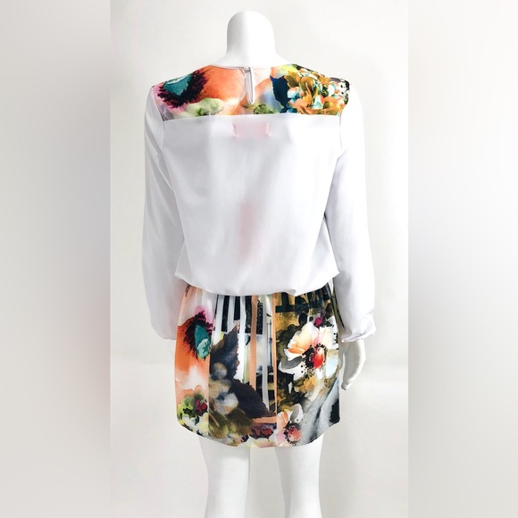 Clover Canyon Floral Maze Drawstring Mini Dress Multi Geometric Print - Picture 4 of 11